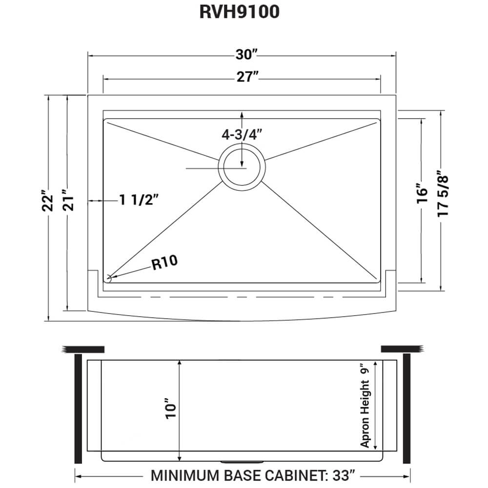 Ruvati 30-inch Apron-front Workstation Farmhouse Kitchen Sink 16 Gauge Stainless Steel Single Bowl - RVH9100