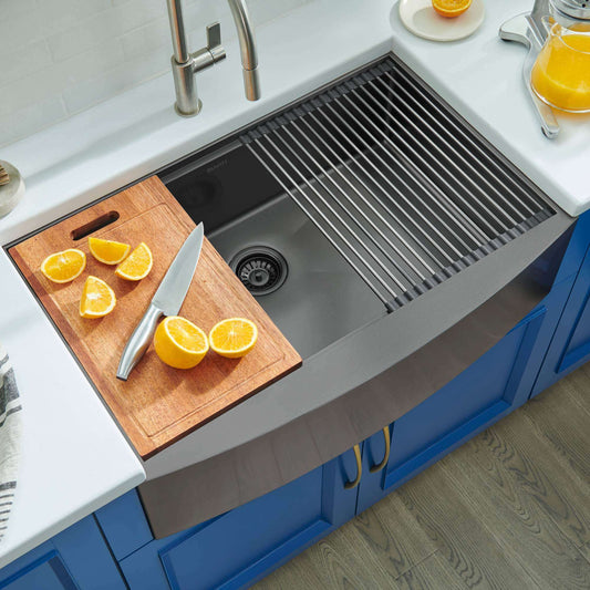Ruvati 30-inch  Workstation Apron-Front Stainless Steel Kitchen Sink - RVH9106