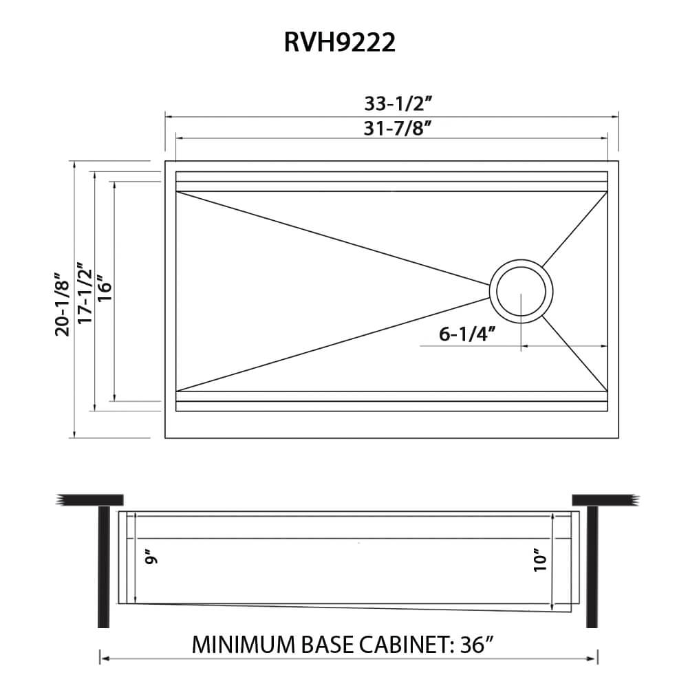 Ruvati 33-inch Workstation Two-Tiered Ledge Kitchen Sink Apron-Front 16 Gauge Stainless Steel - RVH9222