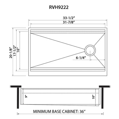 Ruvati 33-inch Workstation Two-Tiered Ledge Kitchen Sink Apron-Front 16 Gauge Stainless Steel - RVH9222