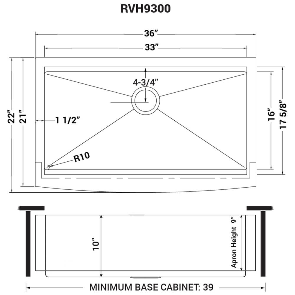 Ruvati 36-inch Apron-front Workstation Farmhouse Kitchen Sink 16 Gauge Stainless Steel Single Bowl - RVH9300