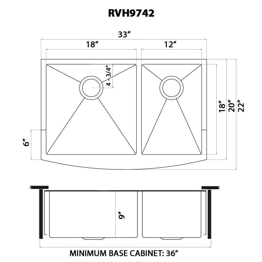 Ruvati 33-inch Stainless Steel 60/40 Double Bowl Apron-Front Farmhouse Kitchen Sink - RVH9742