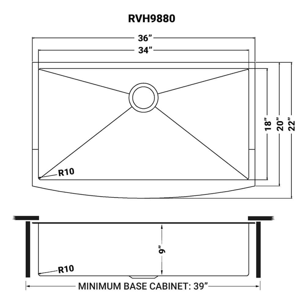 Ruvati 36-inch Apron-Front Farmhouse Kitchen Sink - Stainless Steel Single Bowl - RVH9880