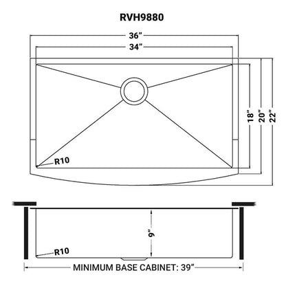 Ruvati 36-inch Apron-Front Farmhouse Kitchen Sink - Stainless Steel Single Bowl - RVH9880