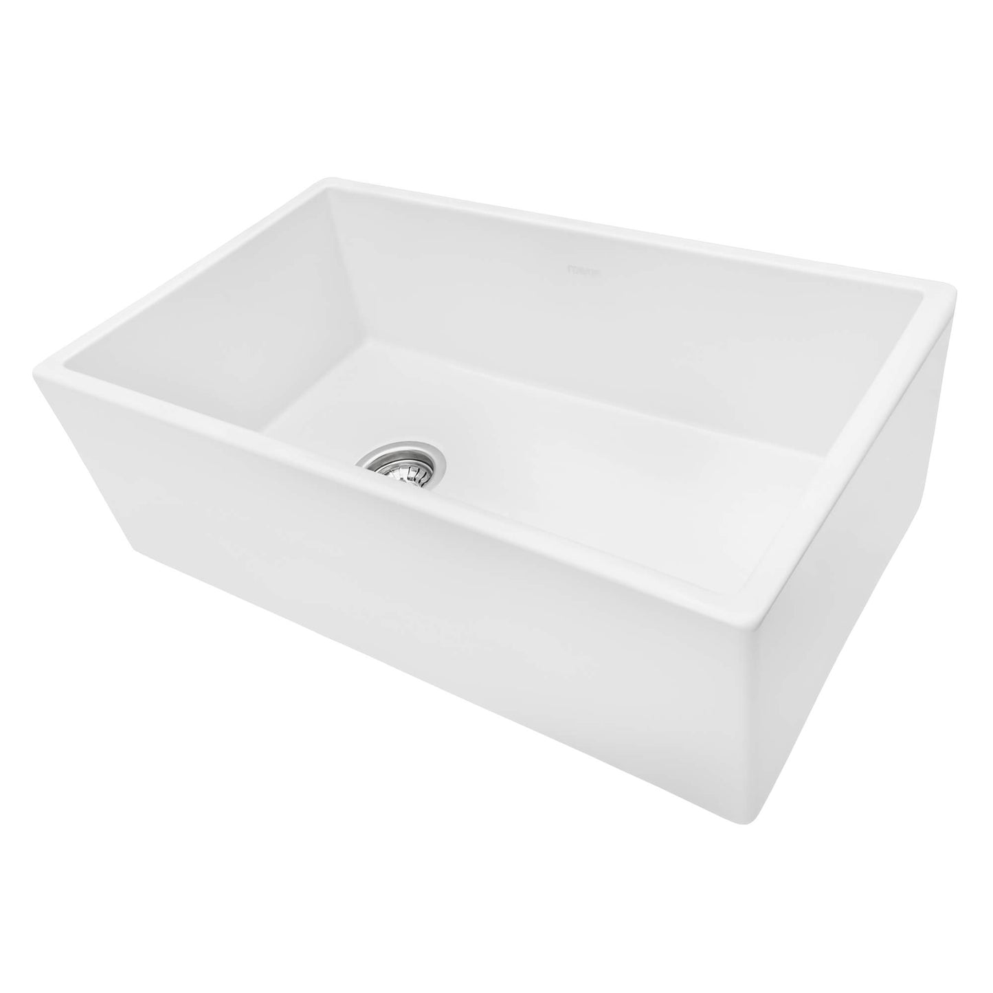 Ruvati 30-inch Fireclay Farmhouse Offset Drain Kitchen Sink Single Bowl White - Right Drain - RVL2018WR