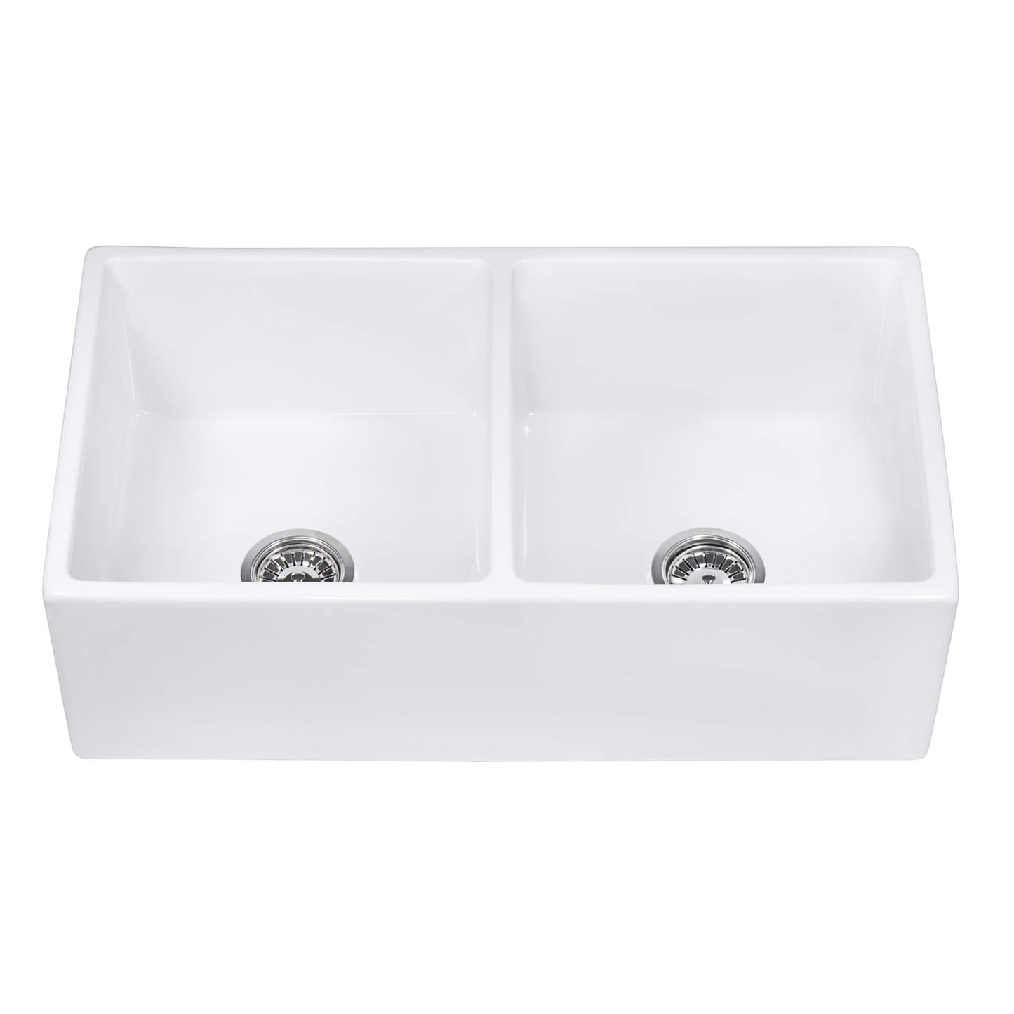 Ruvati 33 x 18 inch Fireclay Farmhouse Apron-Front Kitchen Sink Double Bowl - RVL2311