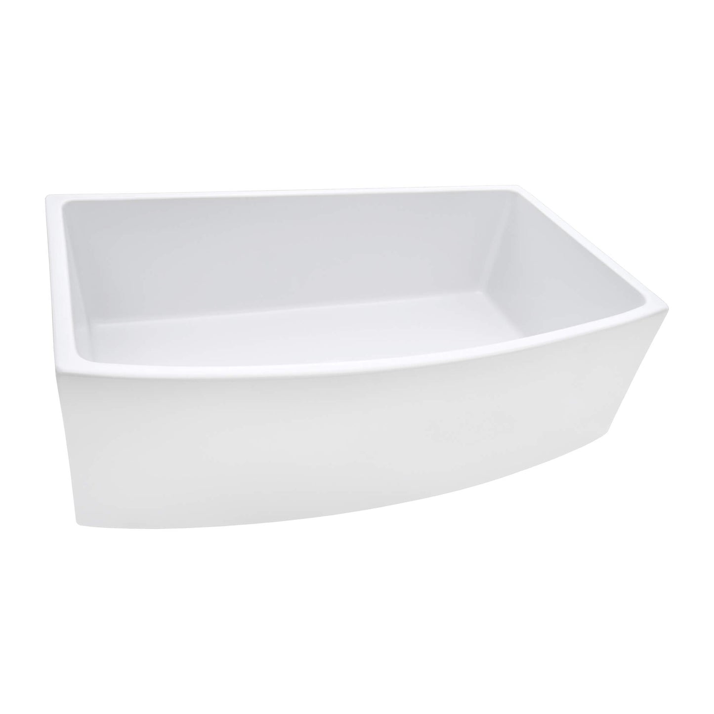 Ruvati 33 inch Fireclay  Farmhouse Kitchen Sink Bow Front Curved Apron Single Bowl - RVL2398