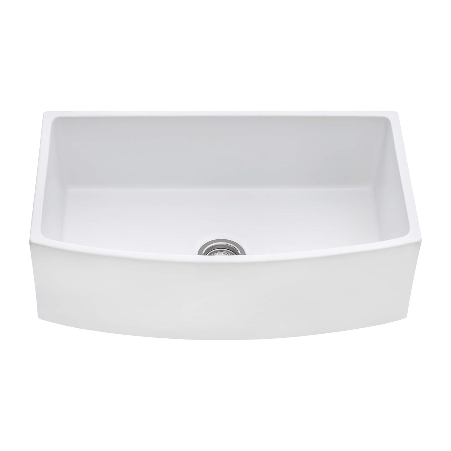 Ruvati 33 inch Fireclay  Farmhouse Kitchen Sink Bow Front Curved Apron Single Bowl - RVL2398