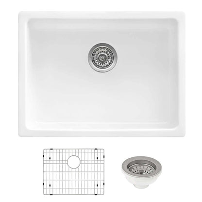 Ruvati 24-inch Fireclay Undermount / Drop-in Topmount Kitchen Sink Single Bowl - RVL2420