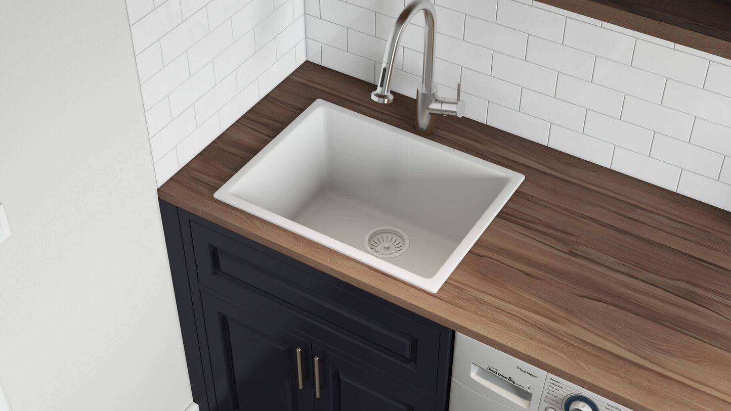 Ruvati 24-inch Fireclay Undermount / Drop-in Topmount Kitchen Sink Single Bowl - RVL2420