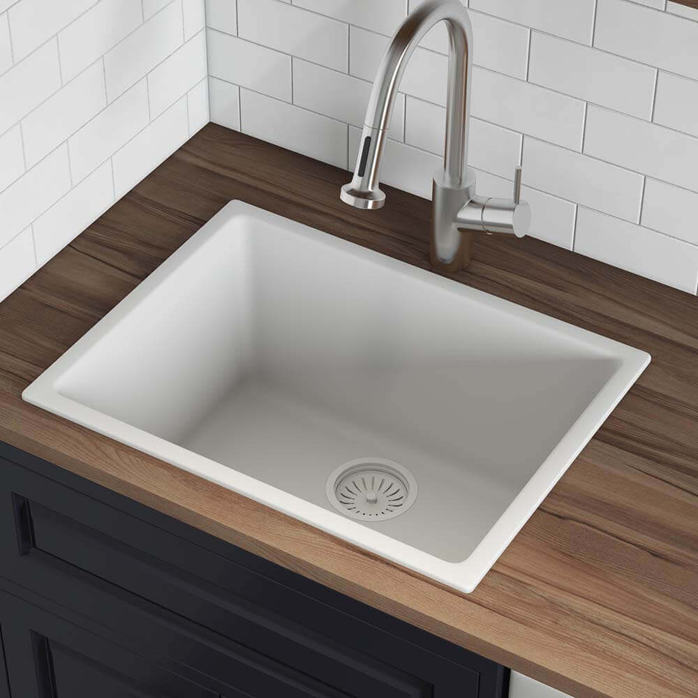 Ruvati 24-inch Fireclay Undermount / Drop-in Topmount Kitchen Sink Single Bowl - RVL2420