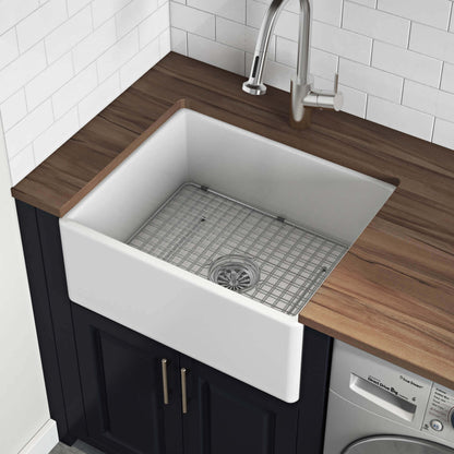 Ruvati 23-inch Fireclay Farmhouse Kitchen Laundry Utility Sink Single Bowl - RVL2468