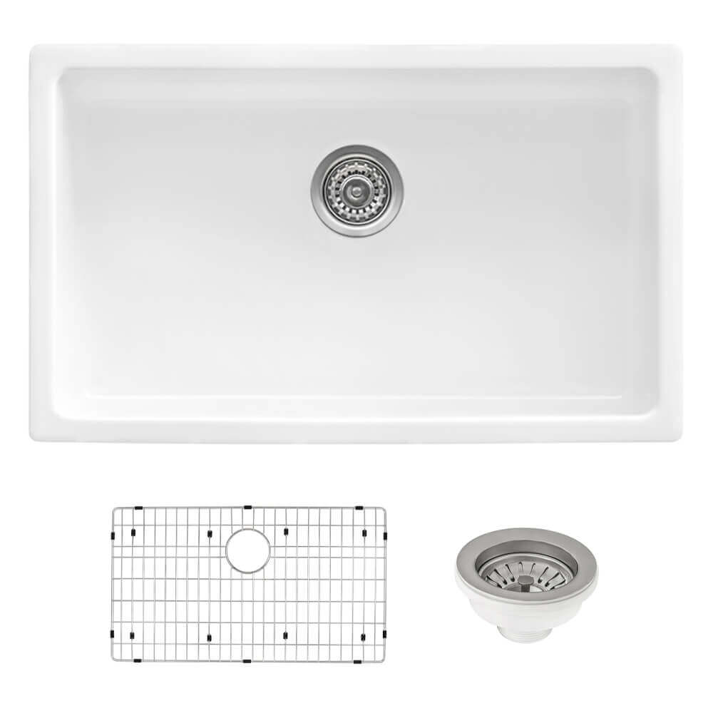 Ruvati 27-inch Fireclay Undermount / Drop-in Topmount Kitchen Sink Single Bowl - RVL2707