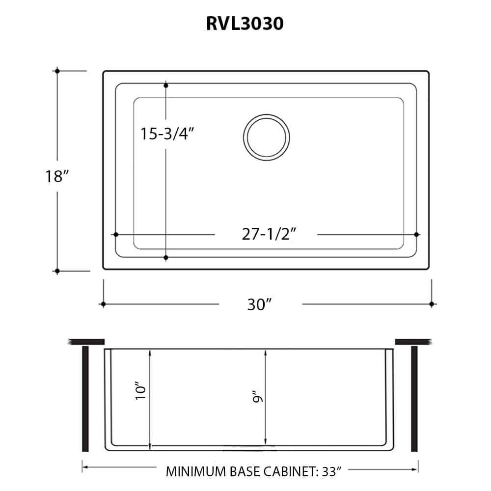 Ruvati 30-inch Fireclay Undermount / Drop-in Topmount Kitchen Sink Single Bowl - RVL3030