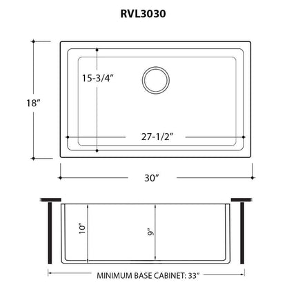 Ruvati 30-inch Fireclay Undermount / Drop-in Topmount Kitchen Sink Single Bowl - RVL3030