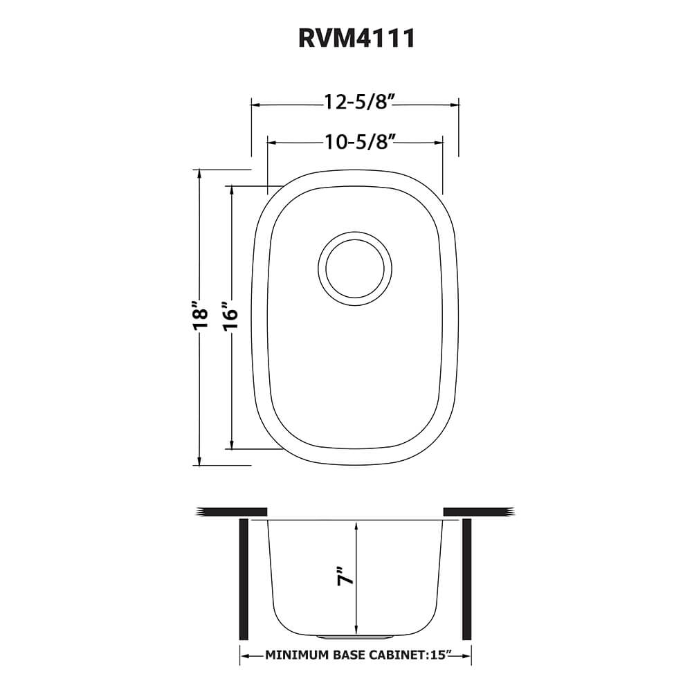 Ruvati 12 x 18 inch Undermount 16 Gauge Stainless Steel Bar Prep Sink - RVM4111