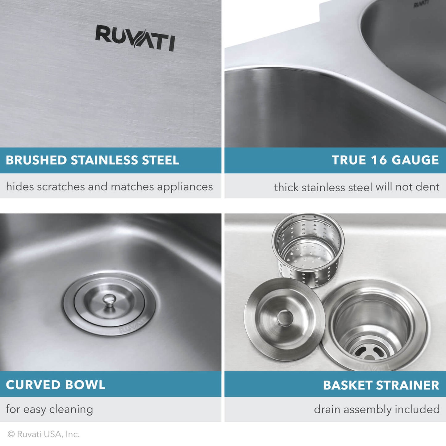 Ruvati 21-inch Undermount 16 Gauge Stainless Steel Kitchen Sink Single Bowl - RVM4131