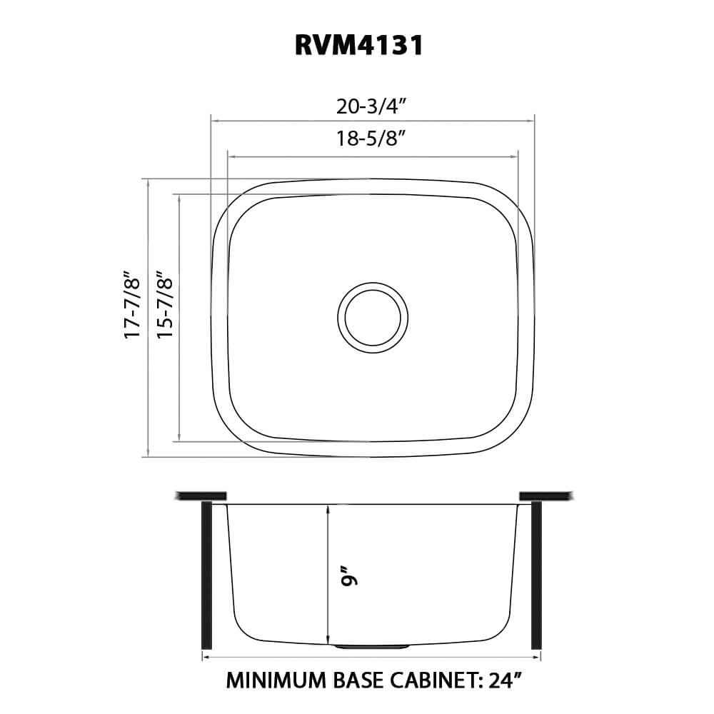 Ruvati 21-inch Undermount 16 Gauge Stainless Steel Kitchen Sink Single Bowl - RVM4131