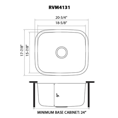 Ruvati 21-inch Undermount 16 Gauge Stainless Steel Kitchen Sink Single Bowl - RVM4131