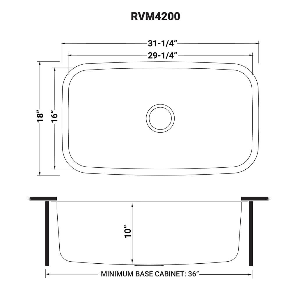 Ruvati 32-inch Undermount 16 Gauge Stainless Steel Kitchen Sink Single Bowl - RVM4200