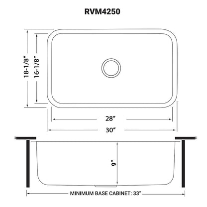 Ruvati 30-inch Undermount 16 Gauge Stainless Steel Kitchen Sink Single Bowl - RVM4250