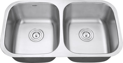 Ruvati 32-inch Undermount 50/50 Double Bowl 16 Gauge Stainless Steel Kitchen Sink - RVM4300