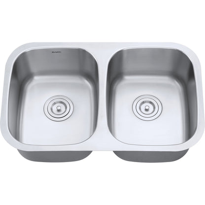 Ruvati 29-inch Undermount 50/50 Double Bowl 16 Gauge Stainless Steel Kitchen Sink - RVM4301