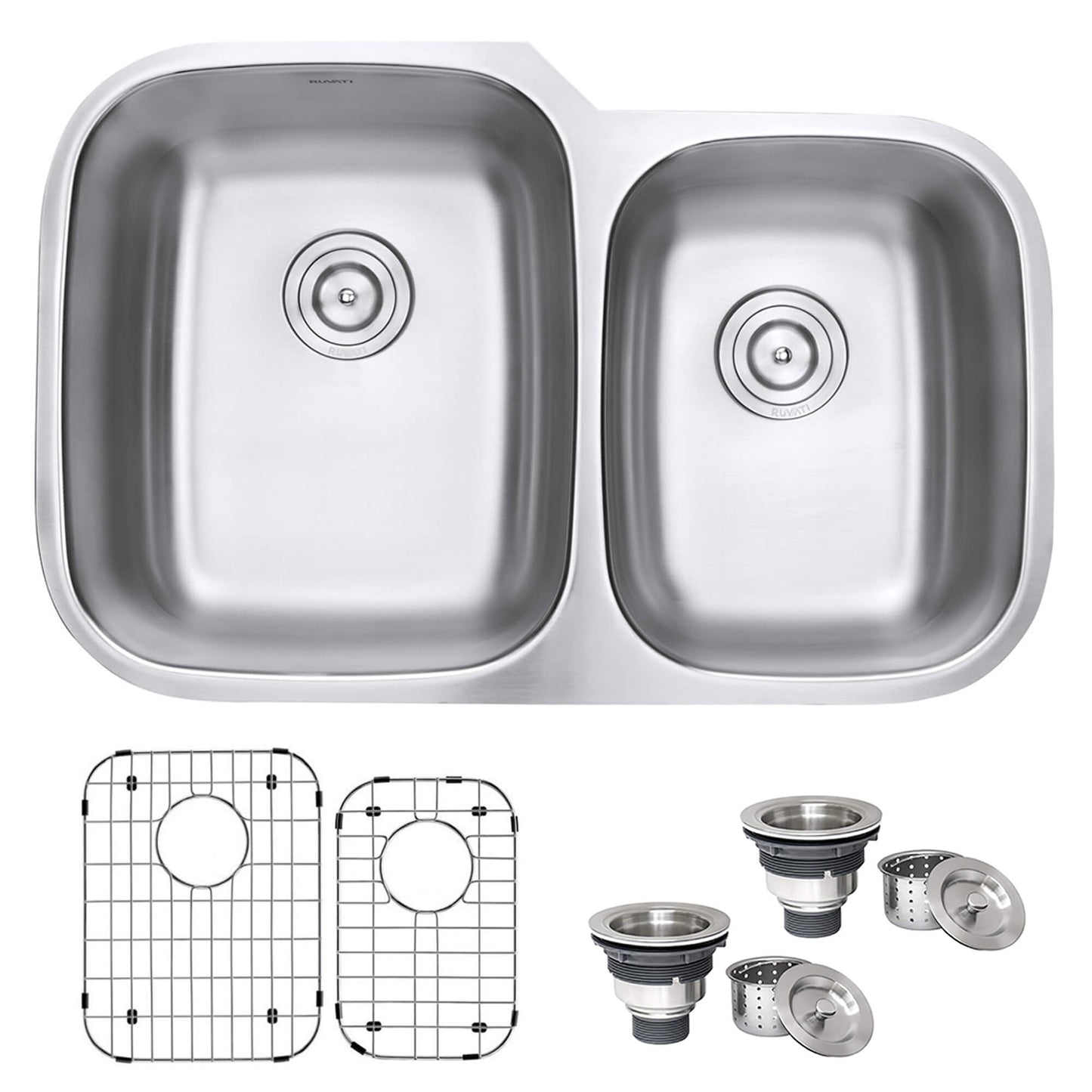 Ruvati 32-inch Undermount 60/40 Double Bowl 16 Gauge Stainless Steel Kitchen Sink - RVM4310