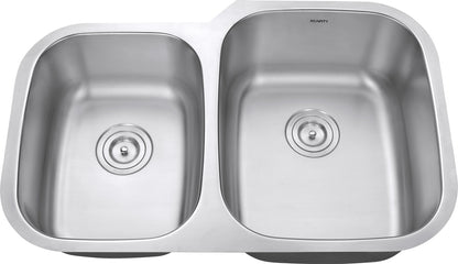 Ruvati 32-inch Undermount 40/60 Double Bowl 16 Gauge Stainless Steel Kitchen Sink - RVM4315