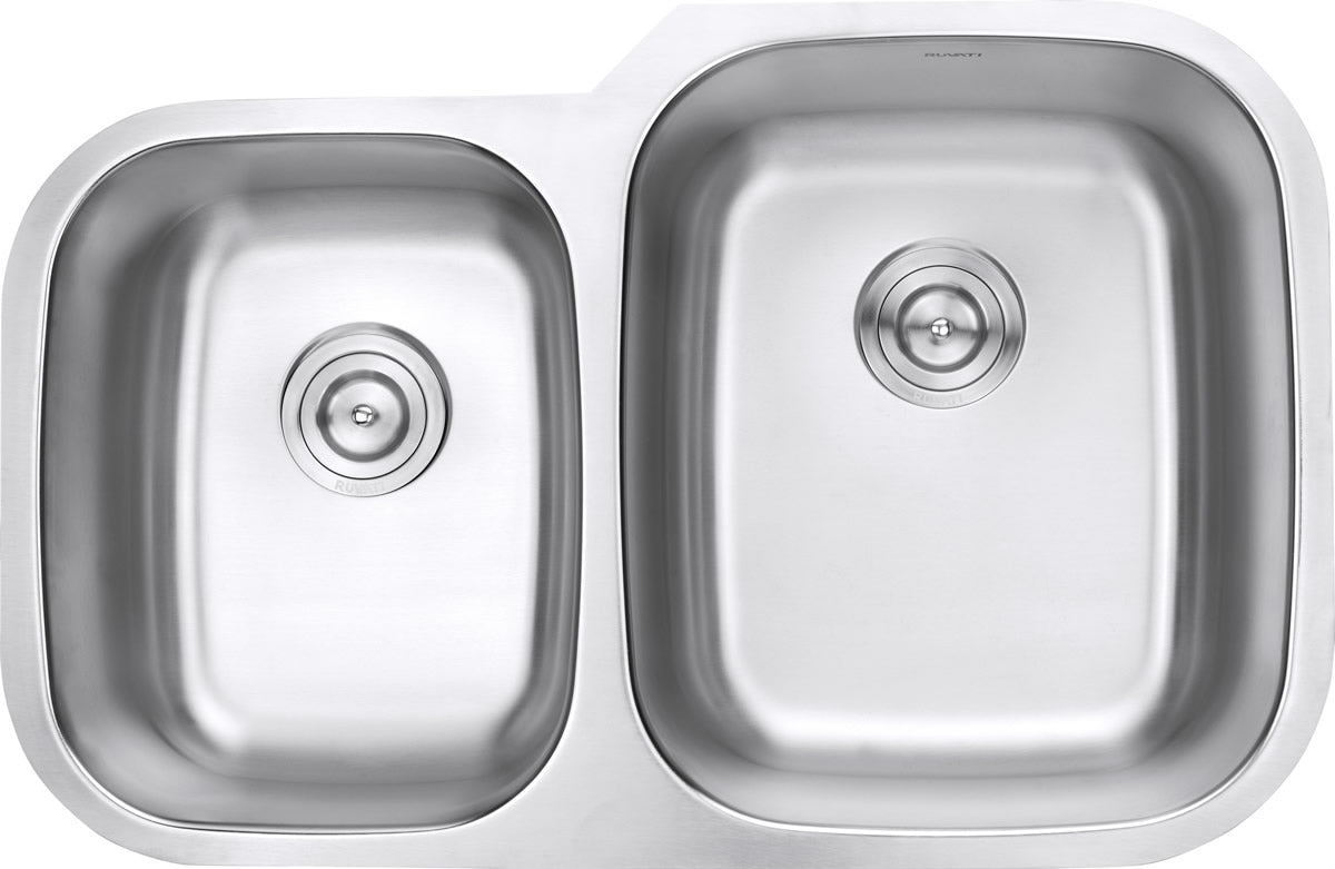 Ruvati 32-inch Undermount 40/60 Double Bowl 16 Gauge Stainless Steel Kitchen Sink - RVM4315