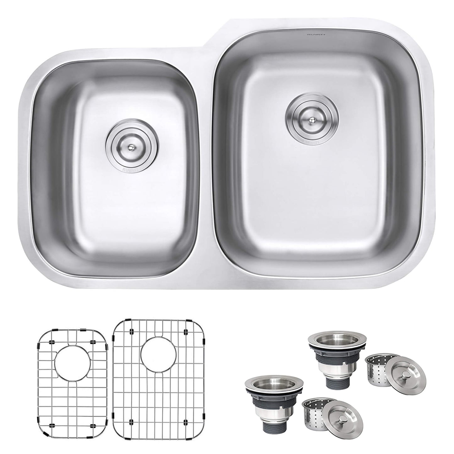 Ruvati 32-inch Undermount 40/60 Double Bowl 16 Gauge Stainless Steel Kitchen Sink - RVM4315