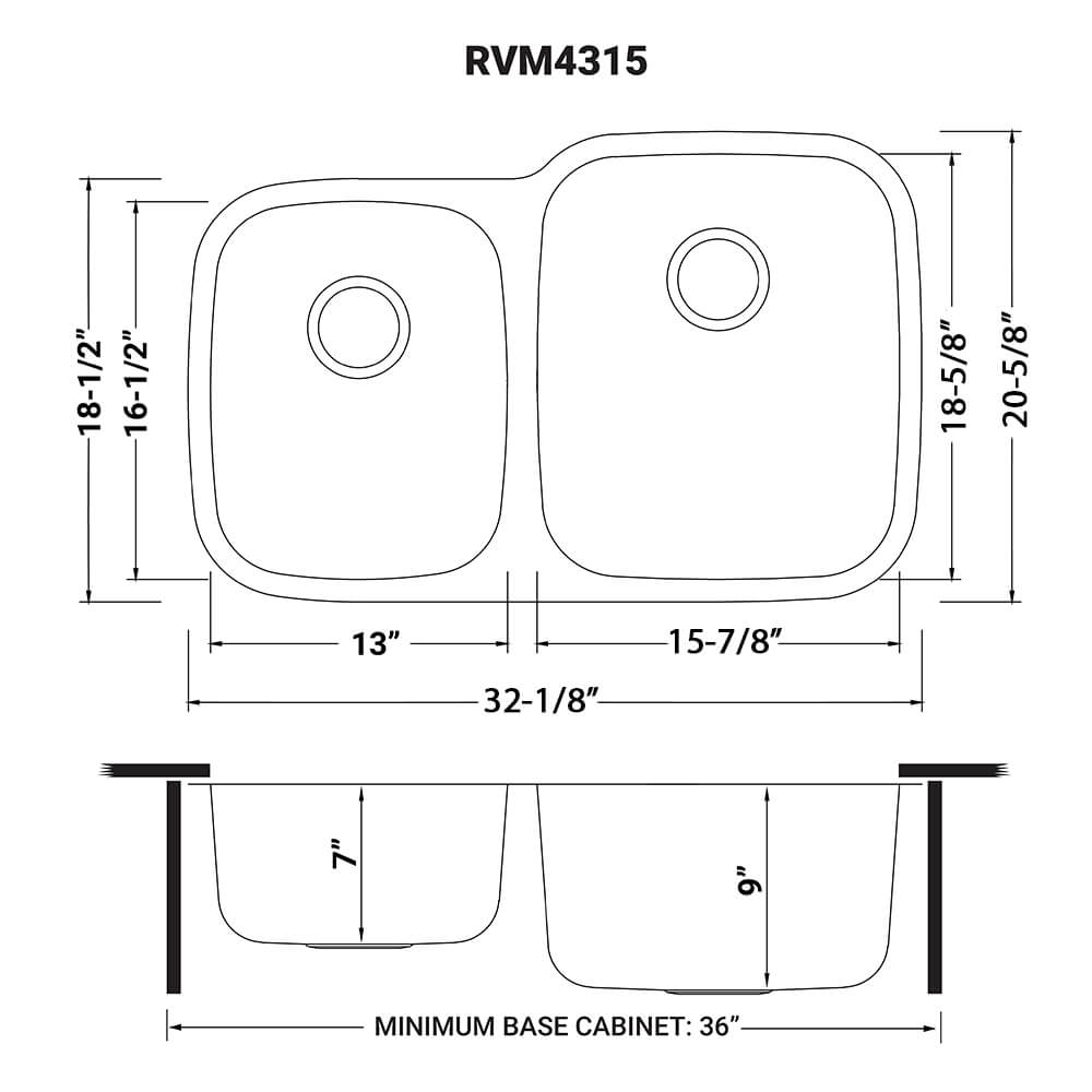 Ruvati 32-inch Undermount 40/60 Double Bowl 16 Gauge Stainless Steel Kitchen Sink - RVM4315