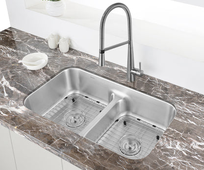 Ruvati 32-inch Low-Divide 50/50 Double Bowl Undermount 16 Gauge Stainless Steel Kitchen Sink - RVM4350