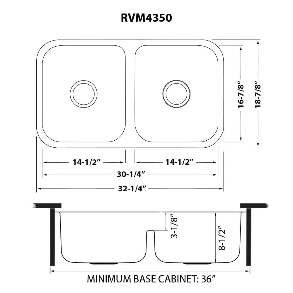 Ruvati 32-inch Low-Divide 50/50 Double Bowl Undermount 16 Gauge Stainless Steel Kitchen Sink - RVM4350