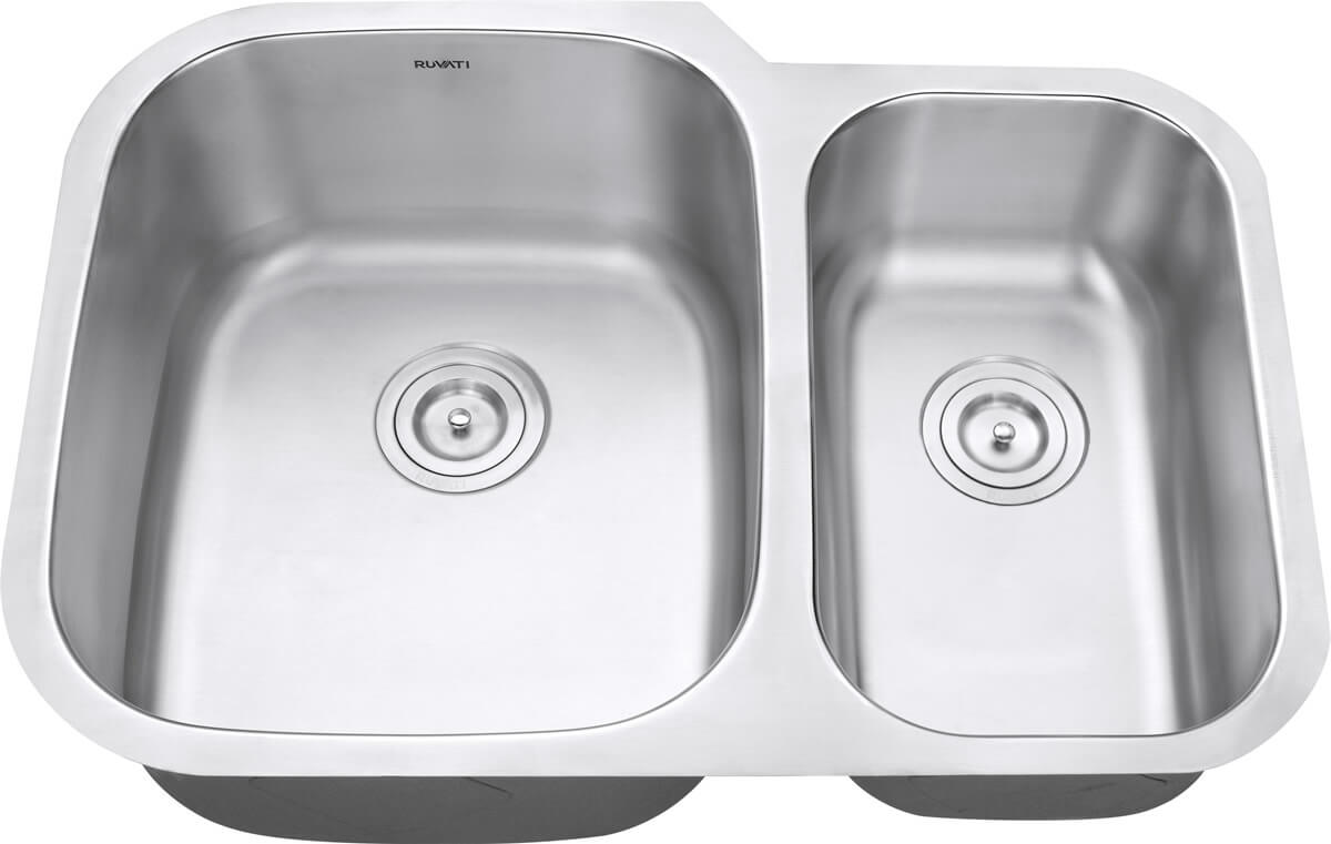 Ruvati 29-inch Undermount 60/40 Double Bowl 16 Gauge Stainless Steel Kitchen Sink - RVM4500