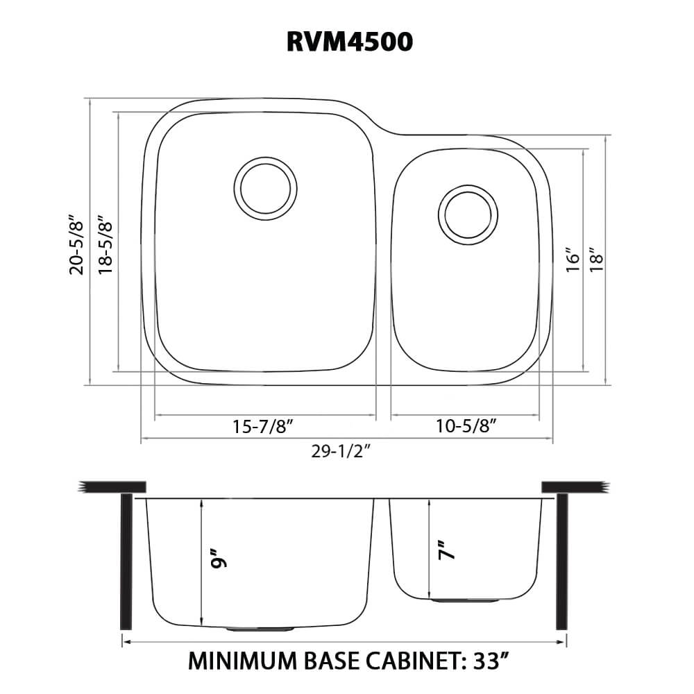 Ruvati 29-inch Undermount 60/40 Double Bowl 16 Gauge Stainless Steel Kitchen Sink - RVM4500