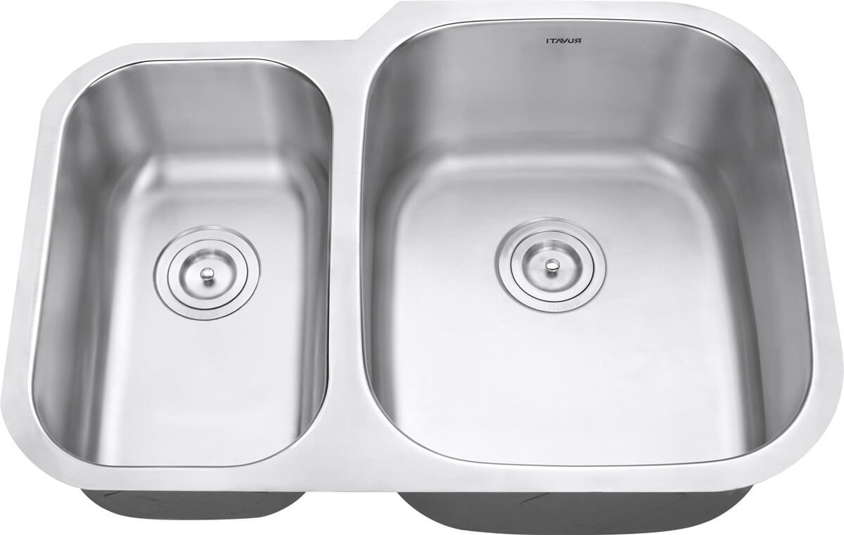 Ruvati 29-inch Undermount 40/60 Double Bowl 16 Gauge Stainless Steel Kitchen Sink - RVM4505