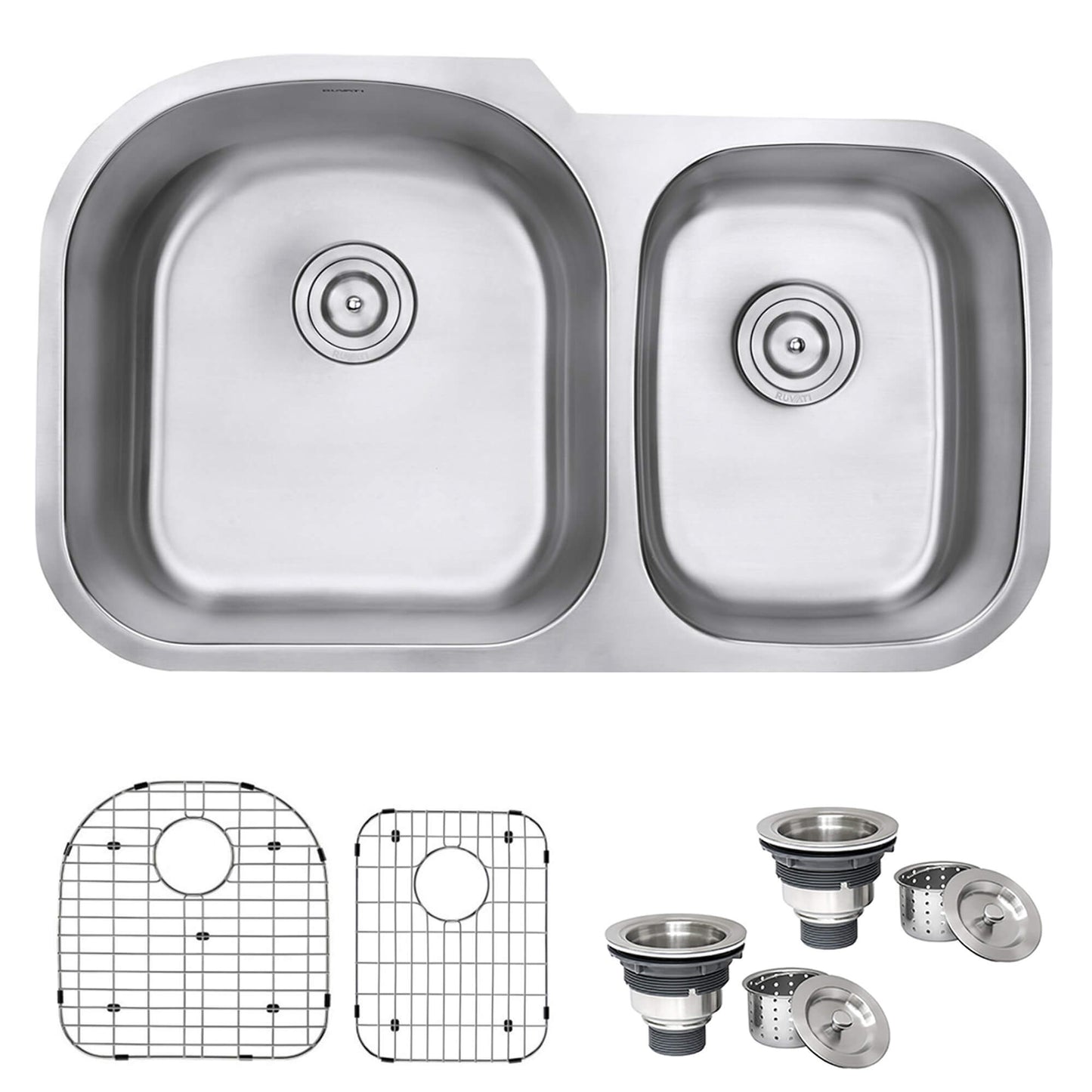 Ruvati 34-inch Undermount 60/40 Double Bowl 16 Gauge Stainless Steel Kitchen Sink - RVM4600