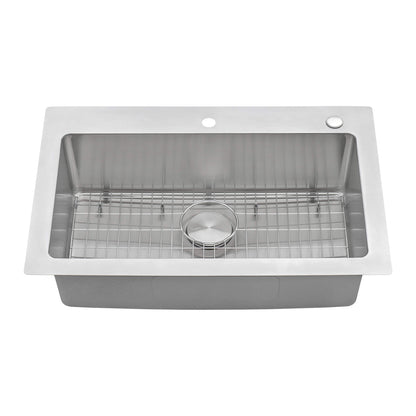 Ruvati 33 x 22 inch Drop-in Topmount Kitchen Sink 16 Gauge Stainless Steel Single Bowl - RVM5001