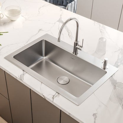 Ruvati 33 x 22 inch Drop-in Topmount Kitchen Sink 16 Gauge Stainless Steel Single Bowl - RVM5001