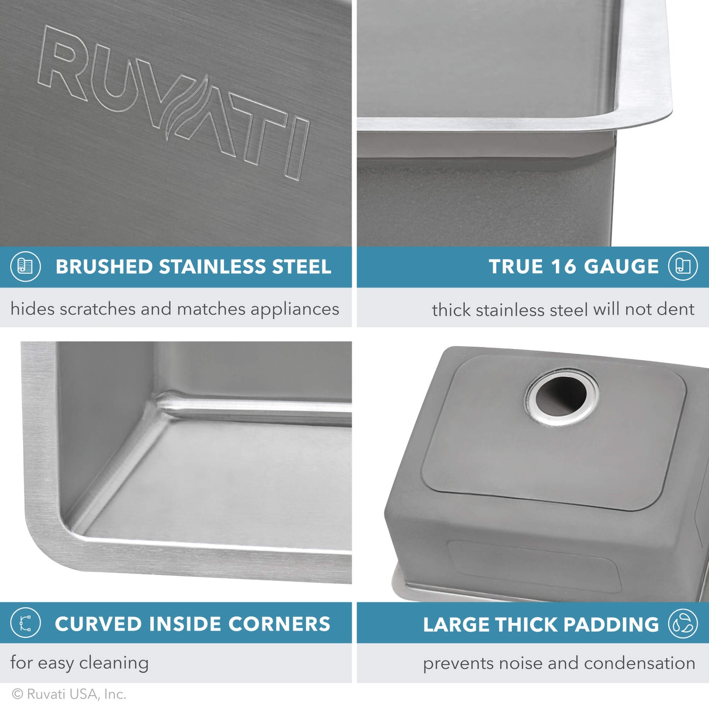 Ruvati 20-inch Undermount Bar Prep Kitchen Sink 16 Gauge Stainless Steel Single Bowl - RVM5020