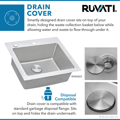 Ruvati 21-inch Drop-in Topmount Bar Prep Kitchen Sink 16 Gauge Stainless Steel Single Bowl - RVM5021