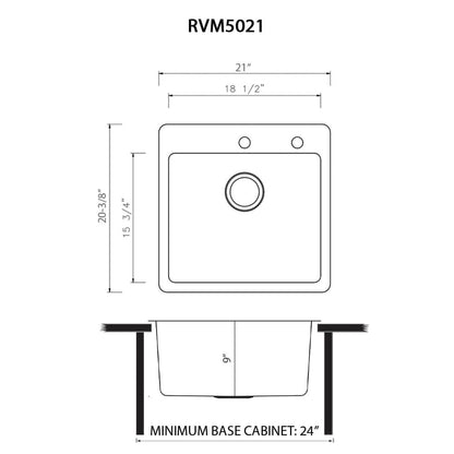 Ruvati 21-inch Drop-in Topmount Bar Prep Kitchen Sink 16 Gauge Stainless Steel Single Bowl - RVM5021