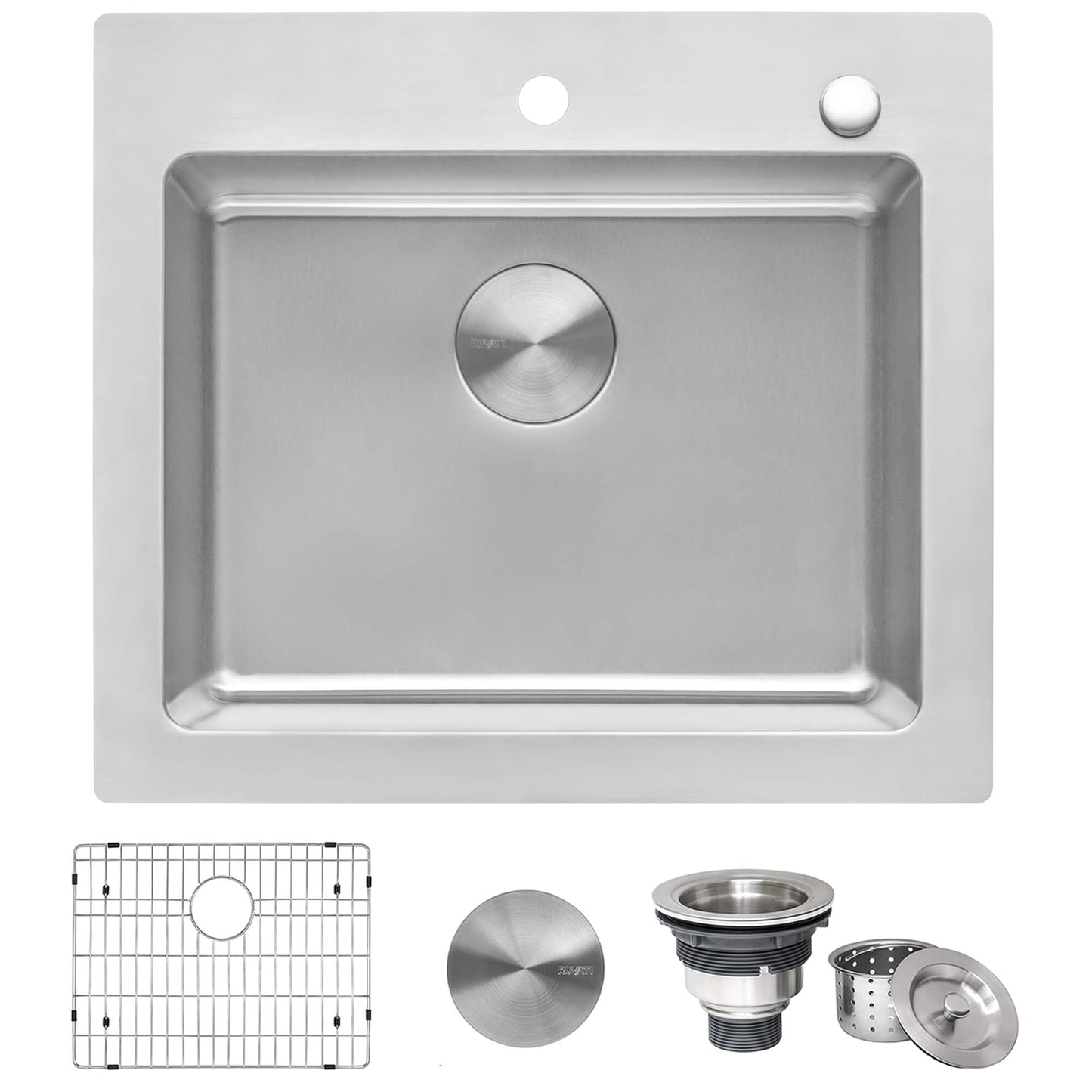 Ruvati 25 x 22 inch Drop-in Topmount Kitchen Sink 16 Gauge Stainless Steel Single Bowl - RVM5025