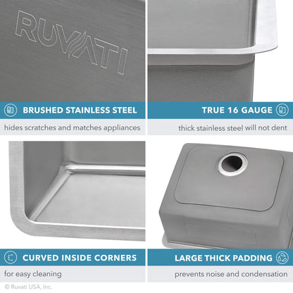 Ruvati 31-inch Undermount Kitchen Sink 50/50 Double Bowl 16 Gauge Stainless Steel - RVM5099