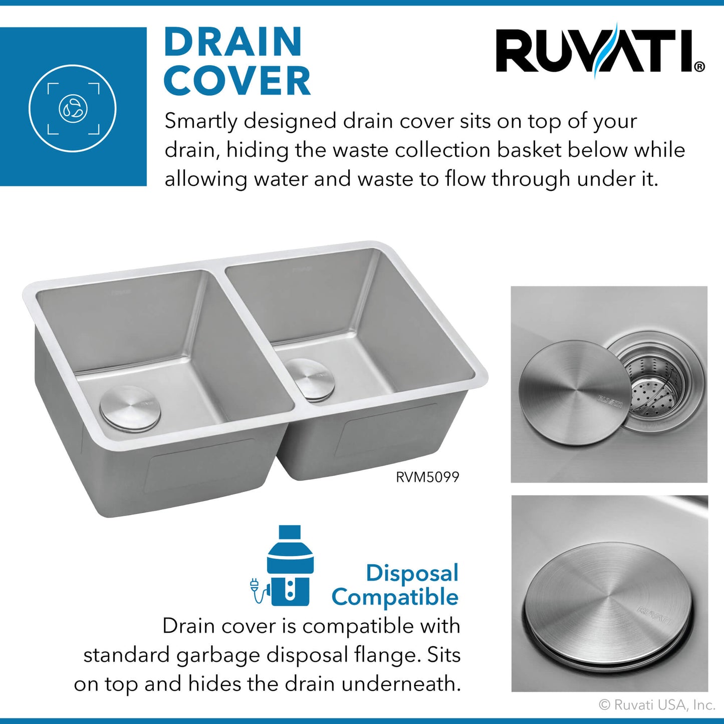 Ruvati 31-inch Undermount Kitchen Sink 50/50 Double Bowl 16 Gauge Stainless Steel - RVM5099