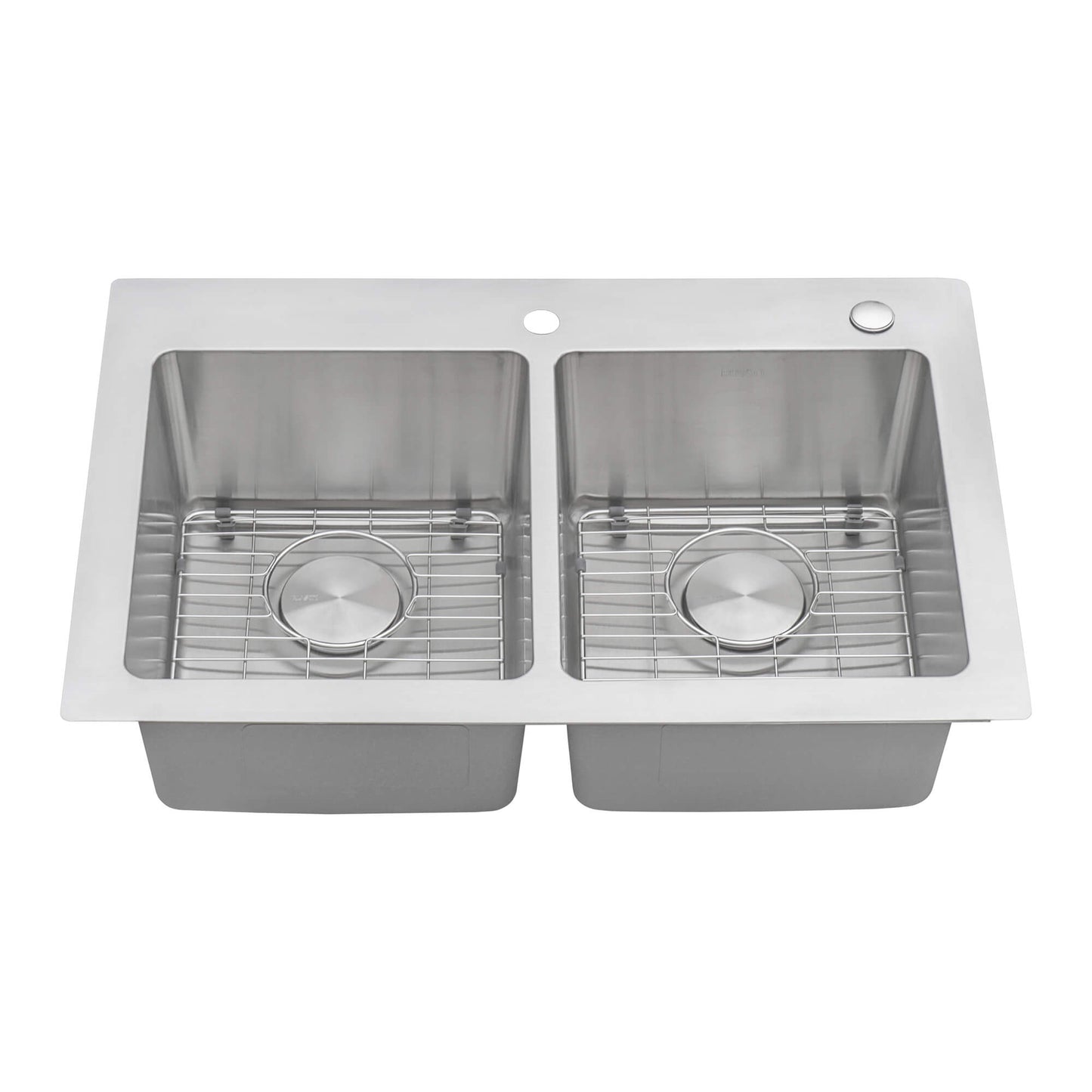 Ruvati 33 x 22 inch Drop-in Topmount Kitchen Sink 16 Gauge Stainless Steel 50/50 Double Bowl - RVM5150