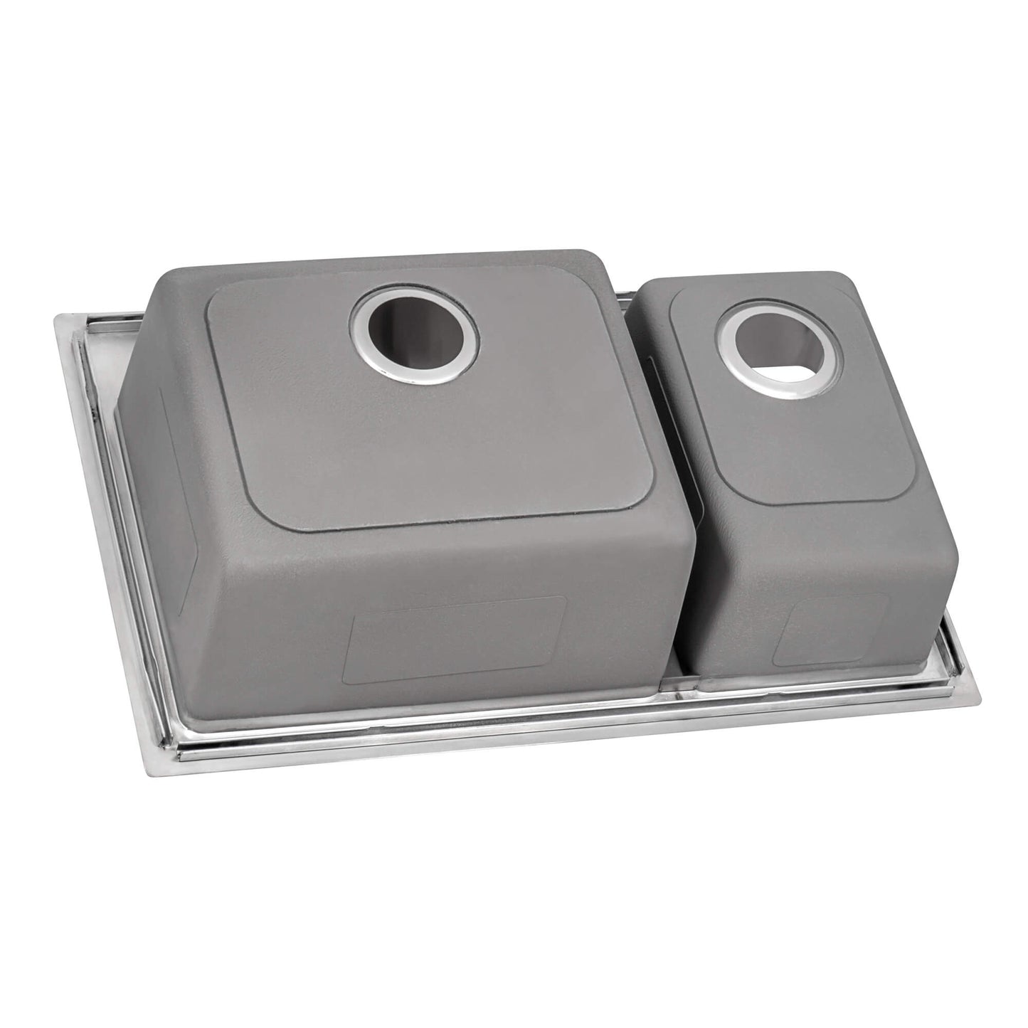 Ruvati 33 x 22 inch Drop-in Topmount Kitchen Sink 16 Gauge Stainless Steel 30/70 Double Bowl - RVM5176