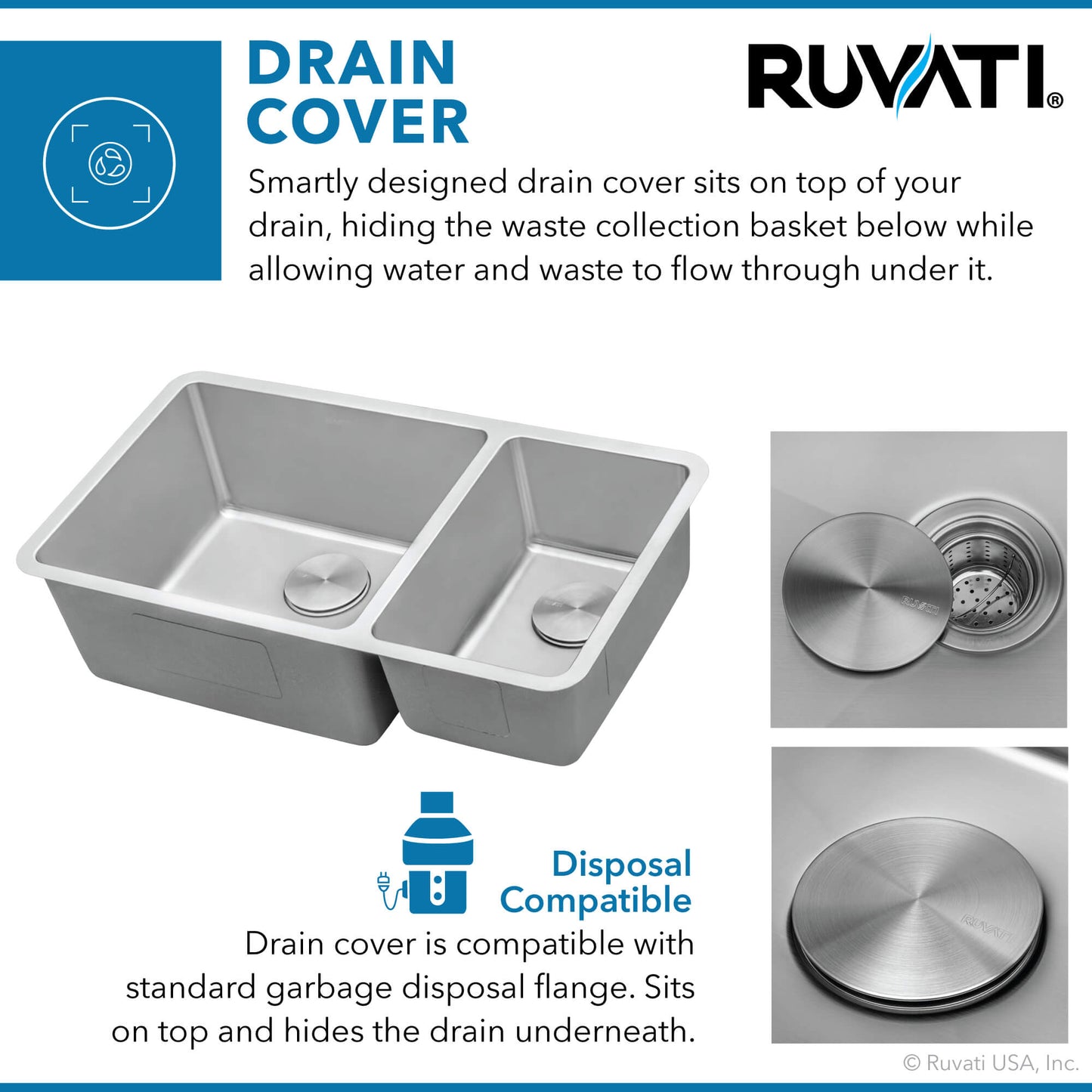 Ruvati 32-inch Undermount Kitchen Sink 70/30 Double Bowl 16 Gauge Stainless Steel - RVM5300