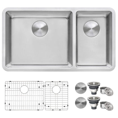 Ruvati 32-inch Undermount Kitchen Sink 70/30 Double Bowl 16 Gauge Stainless Steel - RVM5300